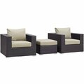 Modway Furniture Convene Outdoor Patio Sofa Set, Espresso Beige - 3 Piece EEI-2174-EXP-BEI-SET